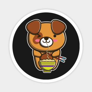 Cute Japanese Dog Eating Ramen Noodle Kawaii Dog for kids print Magnet